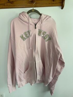 Pink Key West Zip-Up Hoodie Sweatshirt